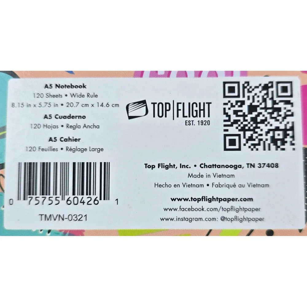 Top Flight Notebook Pink Girl Gang A5 Spiral Journal Wide Ruled 120 Sheets